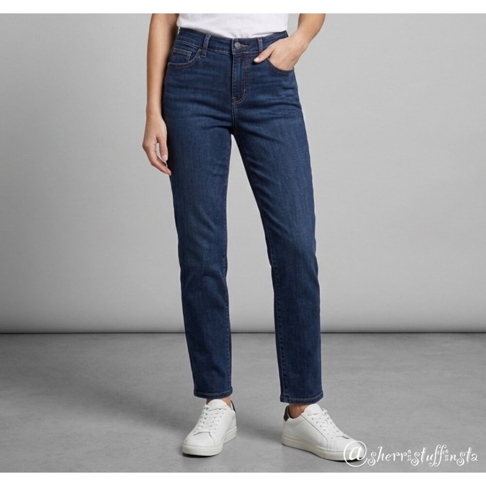 EXCELLENT NYDJ Margot Girlfriend Jeans Rapture Relaxed Slim Fit Dark Denim SZ 4